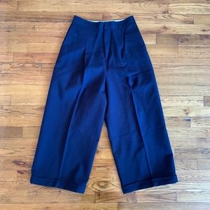 ENFOLD Women's Wide Leg Trousers Navy Blue Tailored Fit 38 4 6 Medium